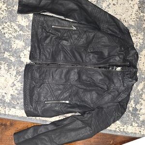 Black Leather-like Jacket for Women